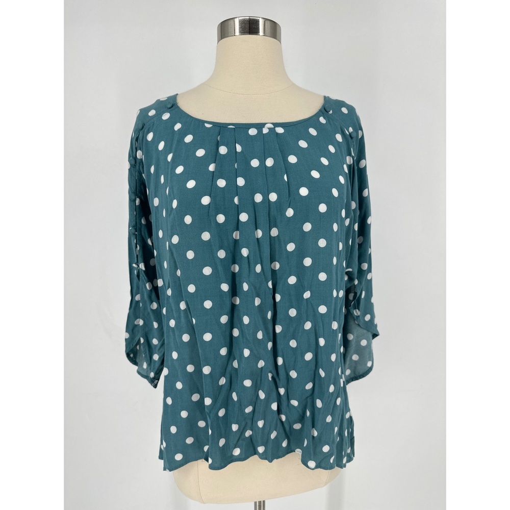 Anthropologie Maeve Polka Dot 100% Rayon 3/4 Tulip Sleeve Women’s Top